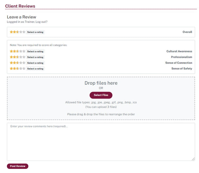 client review page
